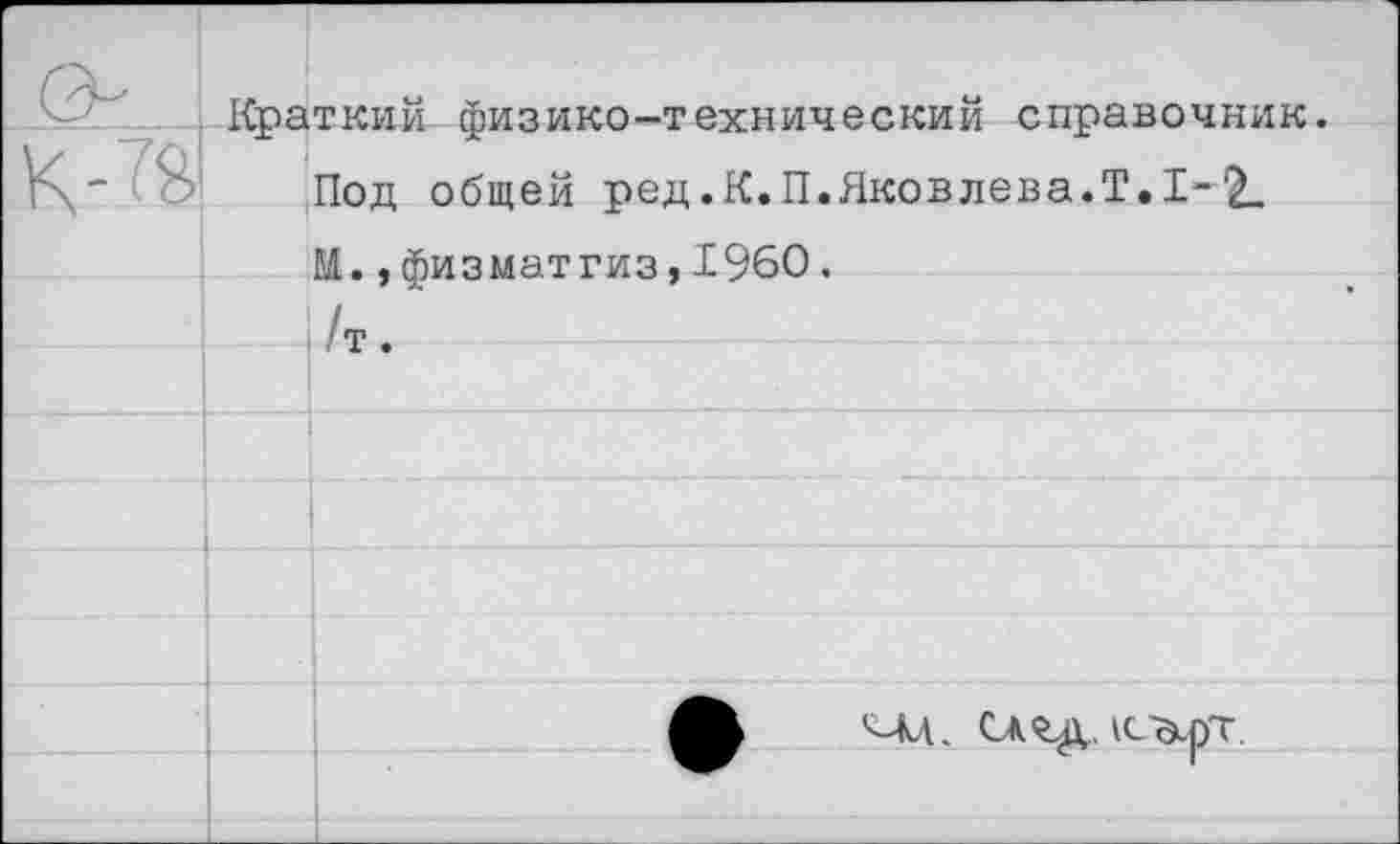 ﻿аткий физико-технический справочник.
Под общей ред.К.П.Яковлева.Т.1-2.
М.,физматгиз,1960.
/т.
<лл. САгдлс^рт